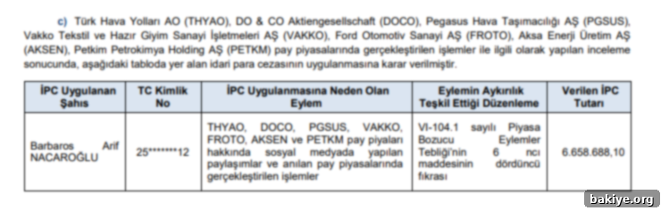 SPK idari para cezası detayları