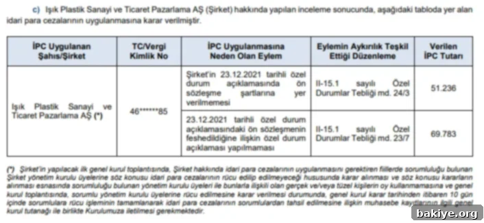SPK'dan Para Cezaları 4 SPK 2025-06 Bülteni İdari Para Cezası Tablosu 3