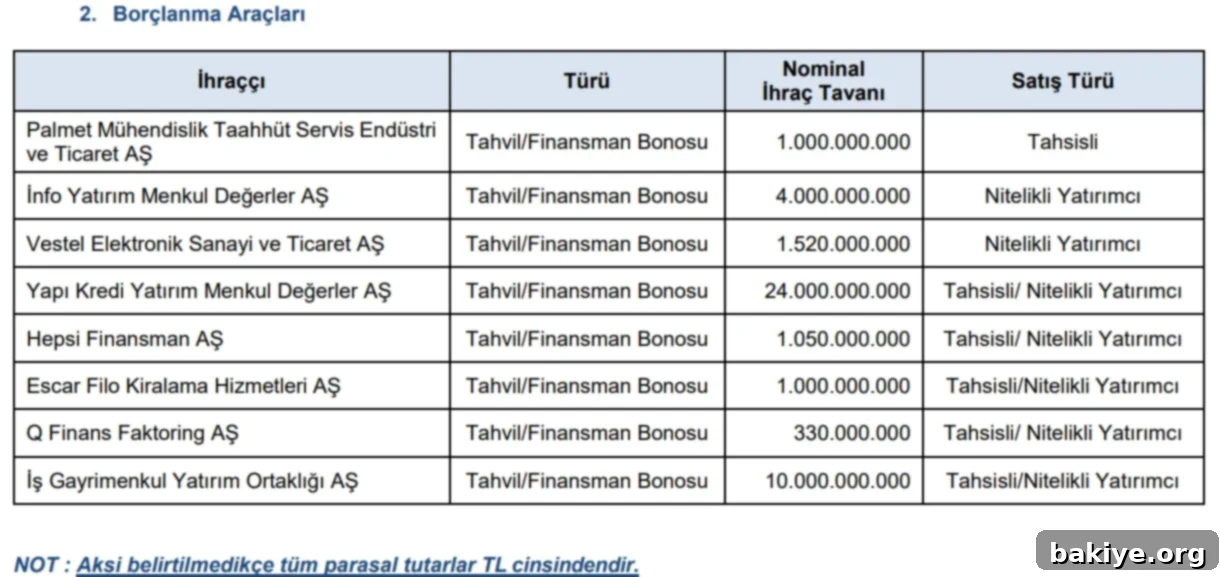 SPK'dan Sekiz Kuruma Borçlanma Yeşil Işığı 2 SPK 2025/39 Sayılı Bülteninde Onaylanan Borçlanma Araçları