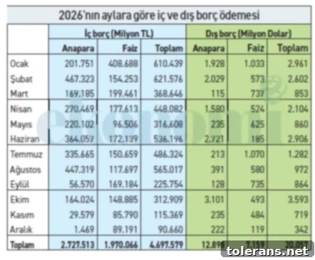 Merkezi Yönetimin 2026 Borç Yükü: 5,7 Trilyon Lira 2 Türkiye Borç Ödemesi 2026